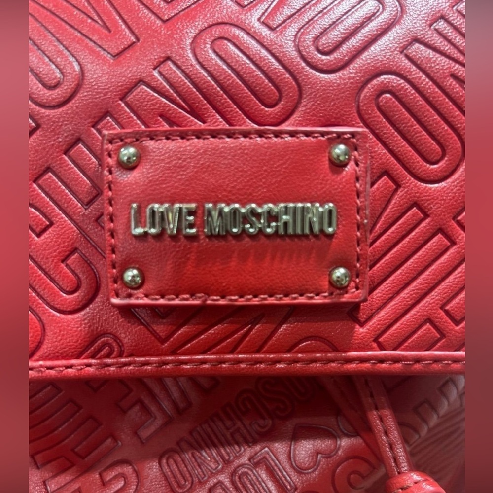 Love Moschino Bold Red Embossed Backpack Authentic with Dust Bag